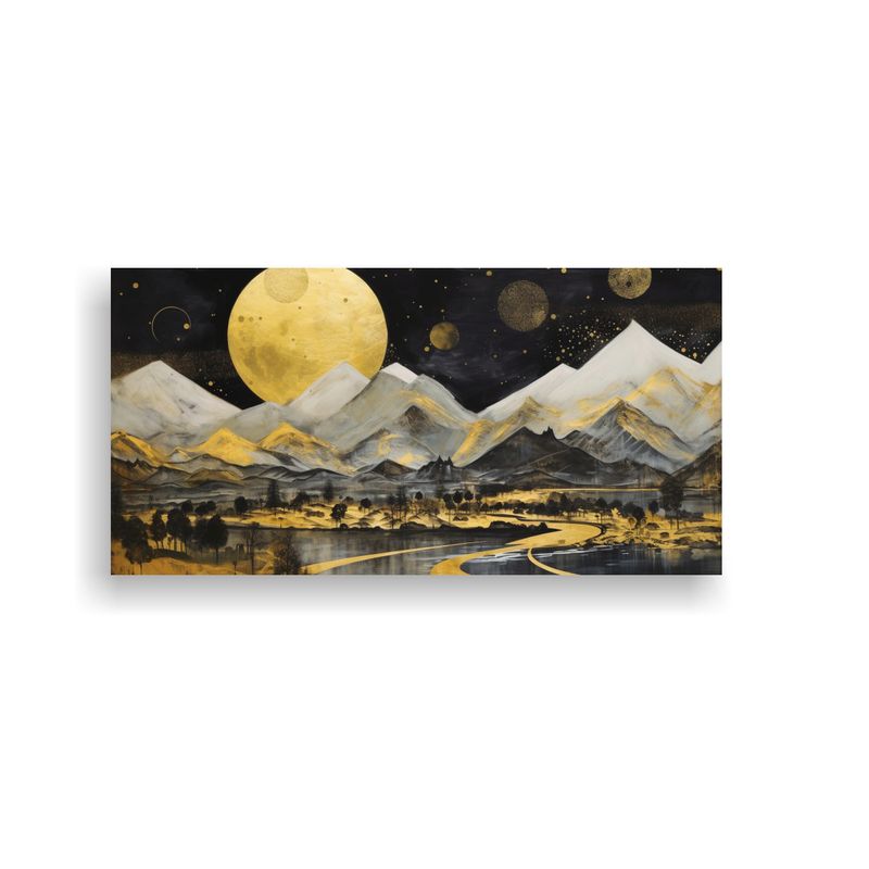 GENERICO - Pintura Relieve Montaña Luna En Noche Estrellada 160x80cm