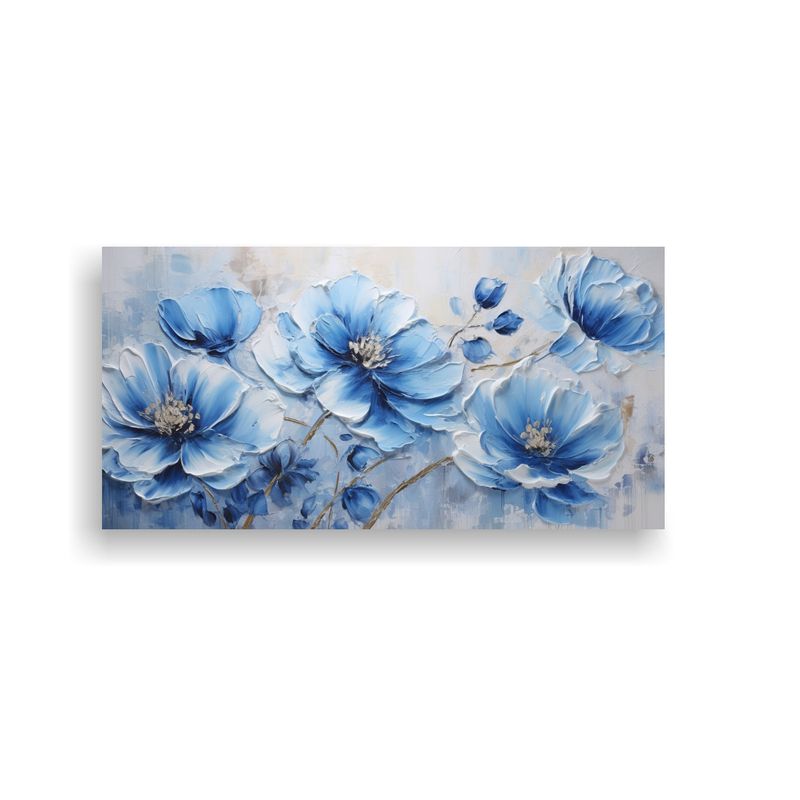 GENERICO - Cuadro Vintage Adorno De Una Flor Azul En Lienzo Al Estilo D 160x80cm