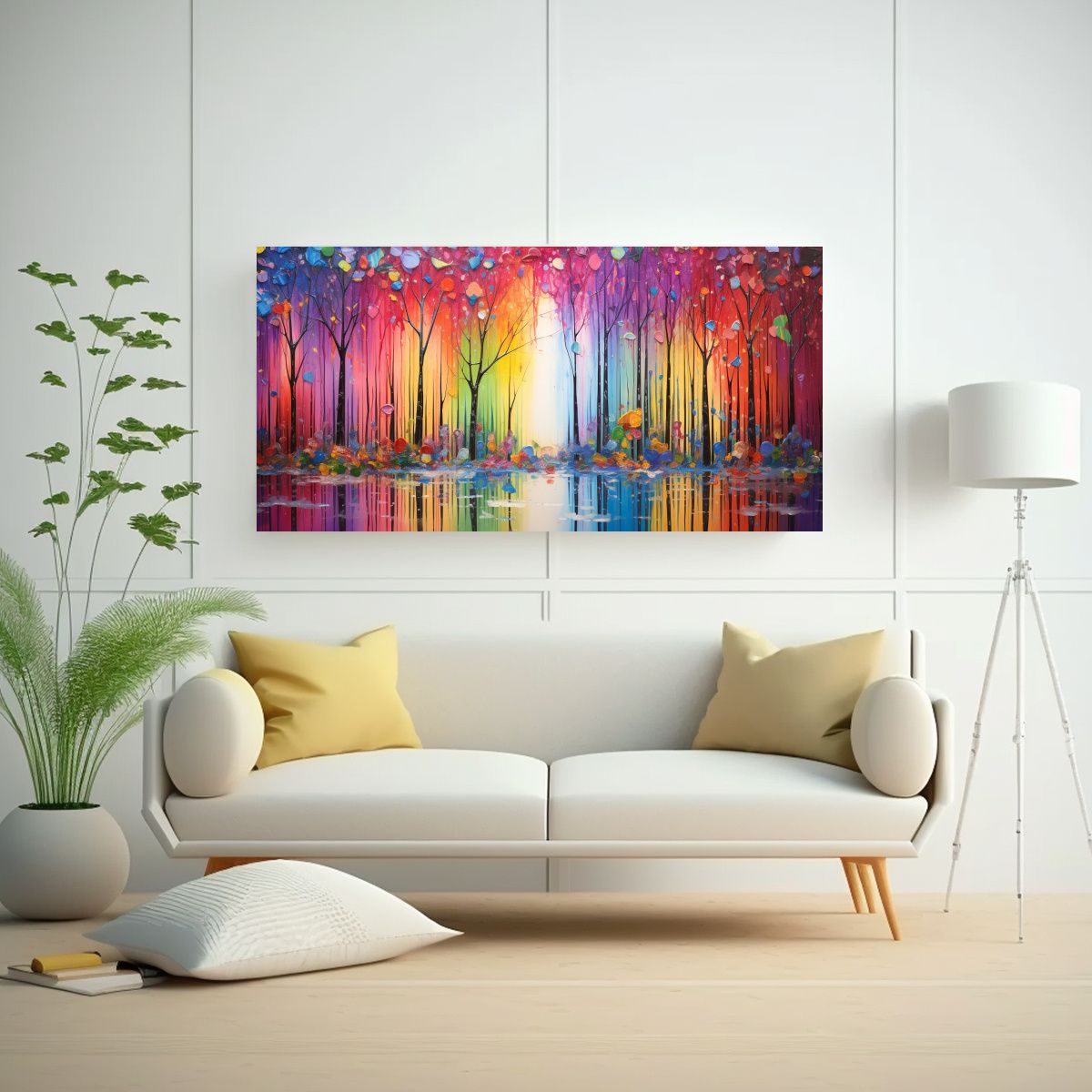 GENERICO - Cuadro Abstracto Alegre En Bastidor Con Vibrantes Colores Y  160x80cm