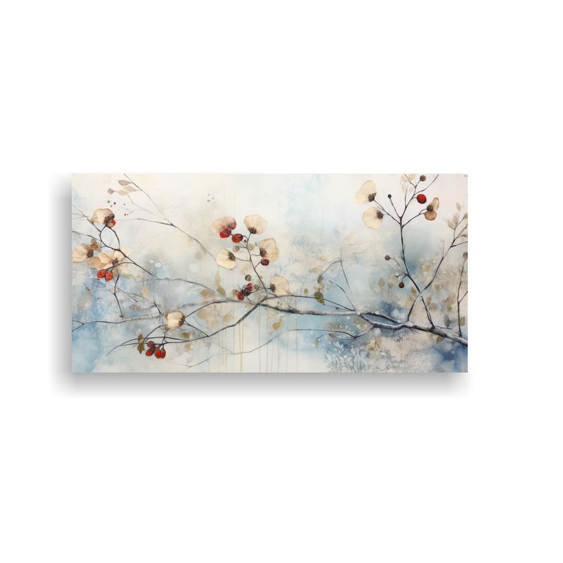 GENERICO - Pintura Mixta Temática Invernal De Botánica Vintage 160x80cm