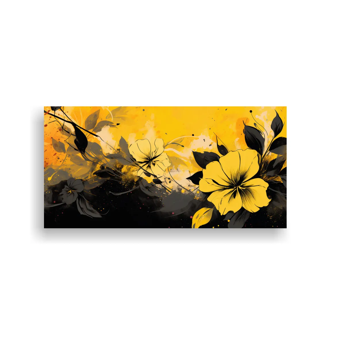 GENERICO - Cuadro Decorativo Lienzo Inspiración Amarillo Y Negro Estil 160x80cm