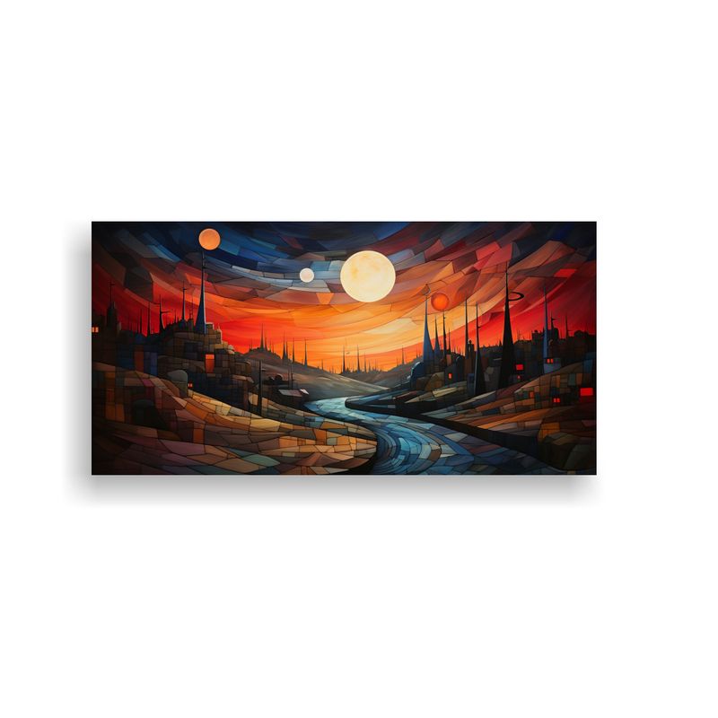 GENERICO - Lienzo Decorativo Figuras Luces Rojas Azules Verdes Mezclán 160x80cm