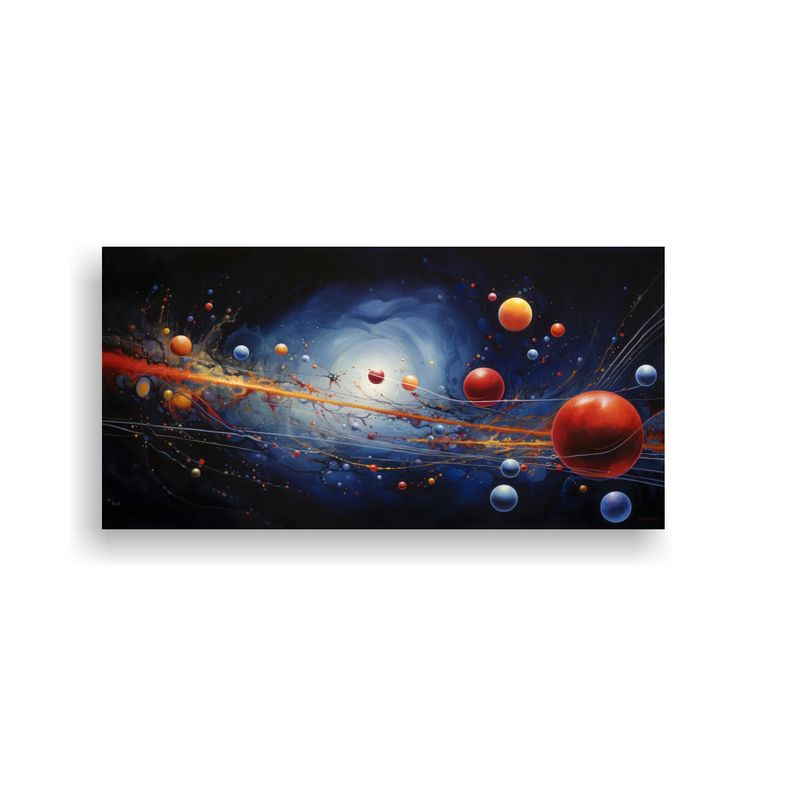 GENERICO - Cuadro Abstracto Colores Vibrantes Sistema Planetario Lejano 160x80cm