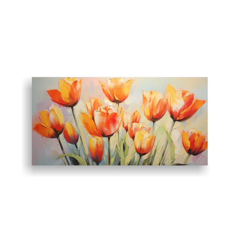 GENERICO - Pintura En Lienzo TULIPANES Naranjas Estilo Decorativo 160x80cm