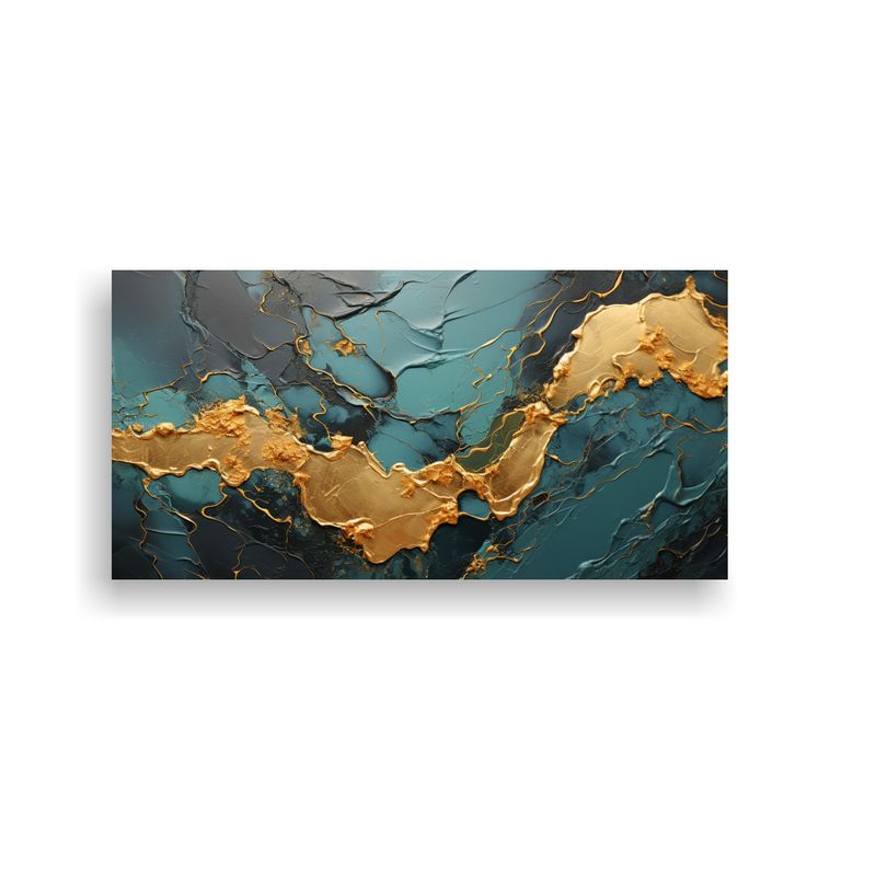 GENERICO - Pintura Abstracta Dorada Y Negra En Decoración De Lienzo De 160x80cm