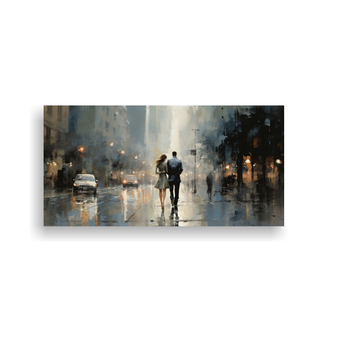 GENERICO - Paseo De Hombre Y Mujer Pintura Al óleo Impresionista 160x80cm