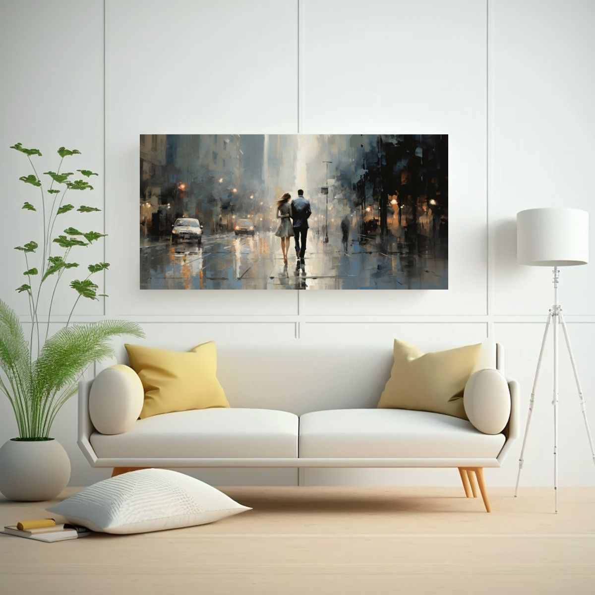 GENERICO - Paseo De Hombre Y Mujer Pintura Al óleo Impresionista 160x80cm