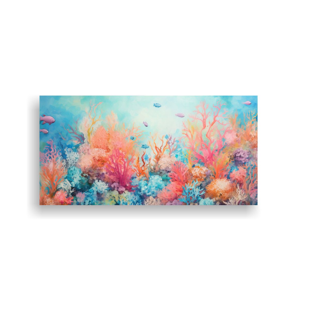 GENERICO - Pintura De Pared Abstracta Representación Subacuática De C 160x80cm.