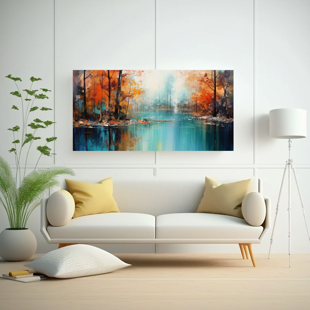 GENERICO - Pintura Decorativa De Un Bosque Sereno En Un Estanque Vibran 80x40cm