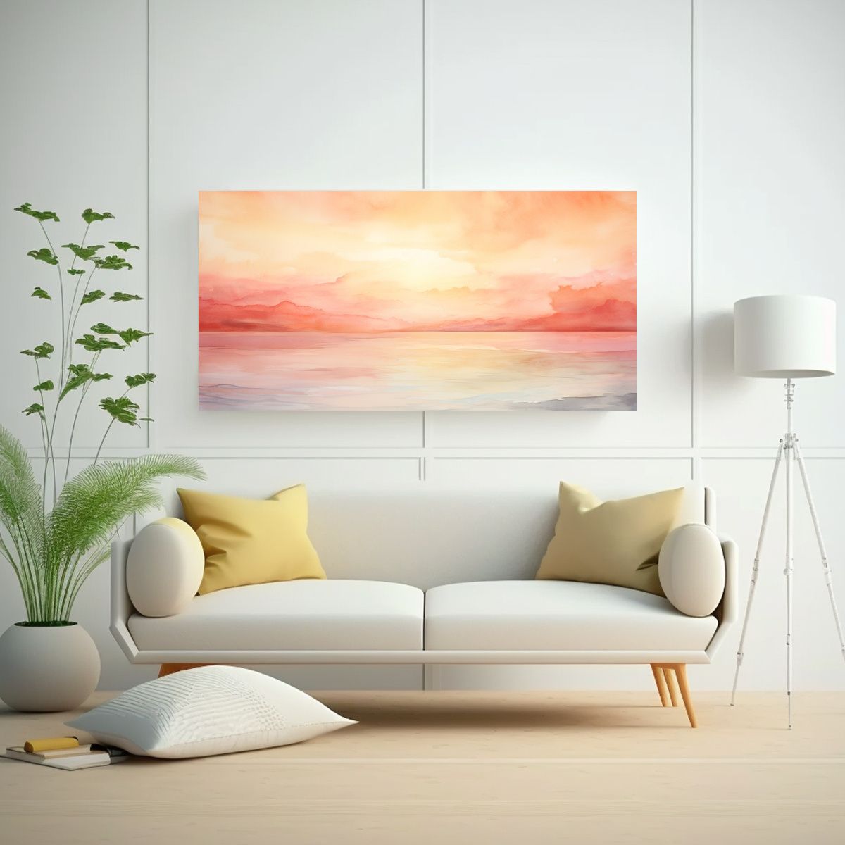 GENERICO - Puesta De Sol Costera Reinterpretada En Arte De Pared 160x80cm