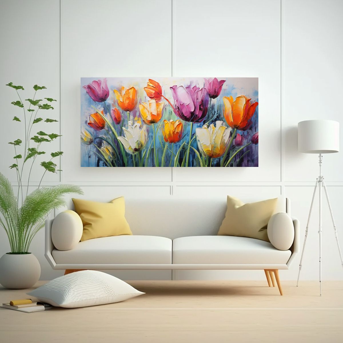 GENERICO - Cuadro Movimiento Época En Colores Vibrantes De Tulipanes E 80x40cm