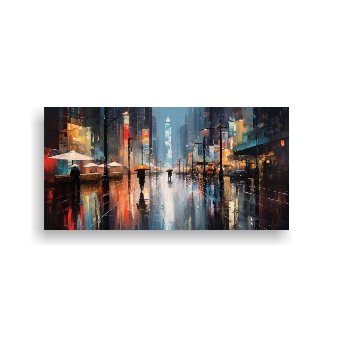 GENERICO - Pintura Decorativa: Reflejo Abstracto De Luces Urbanas En Ra 160x80cm