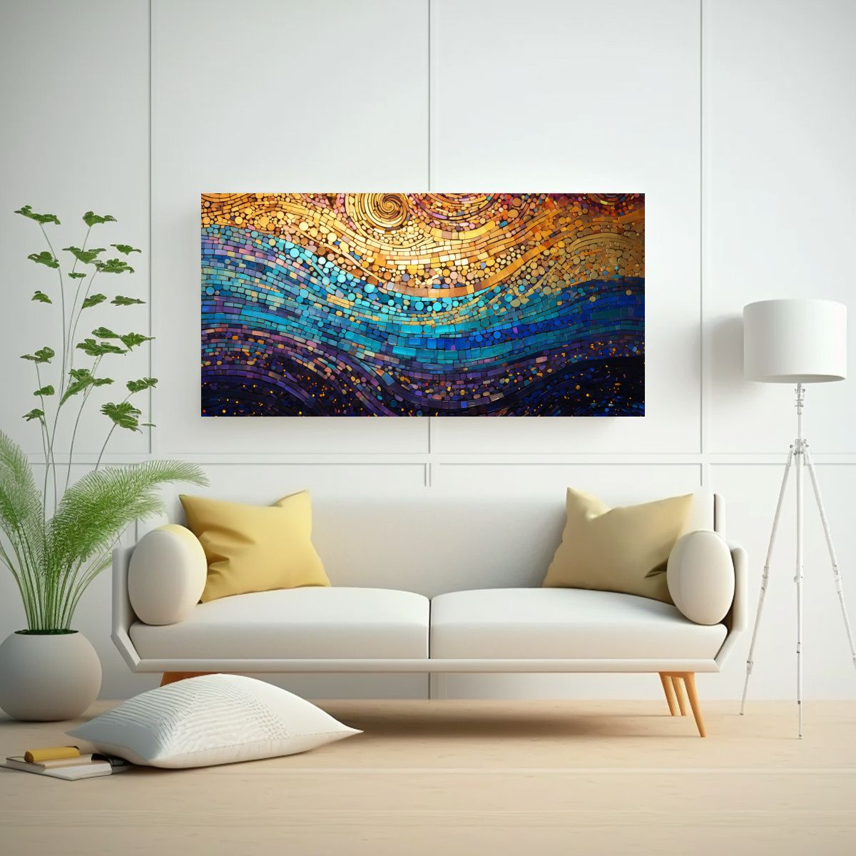 GENERICO - Lienzo Vanguardia Linda Estilo Puntillismo Luminoso De Líqu 160x80cm