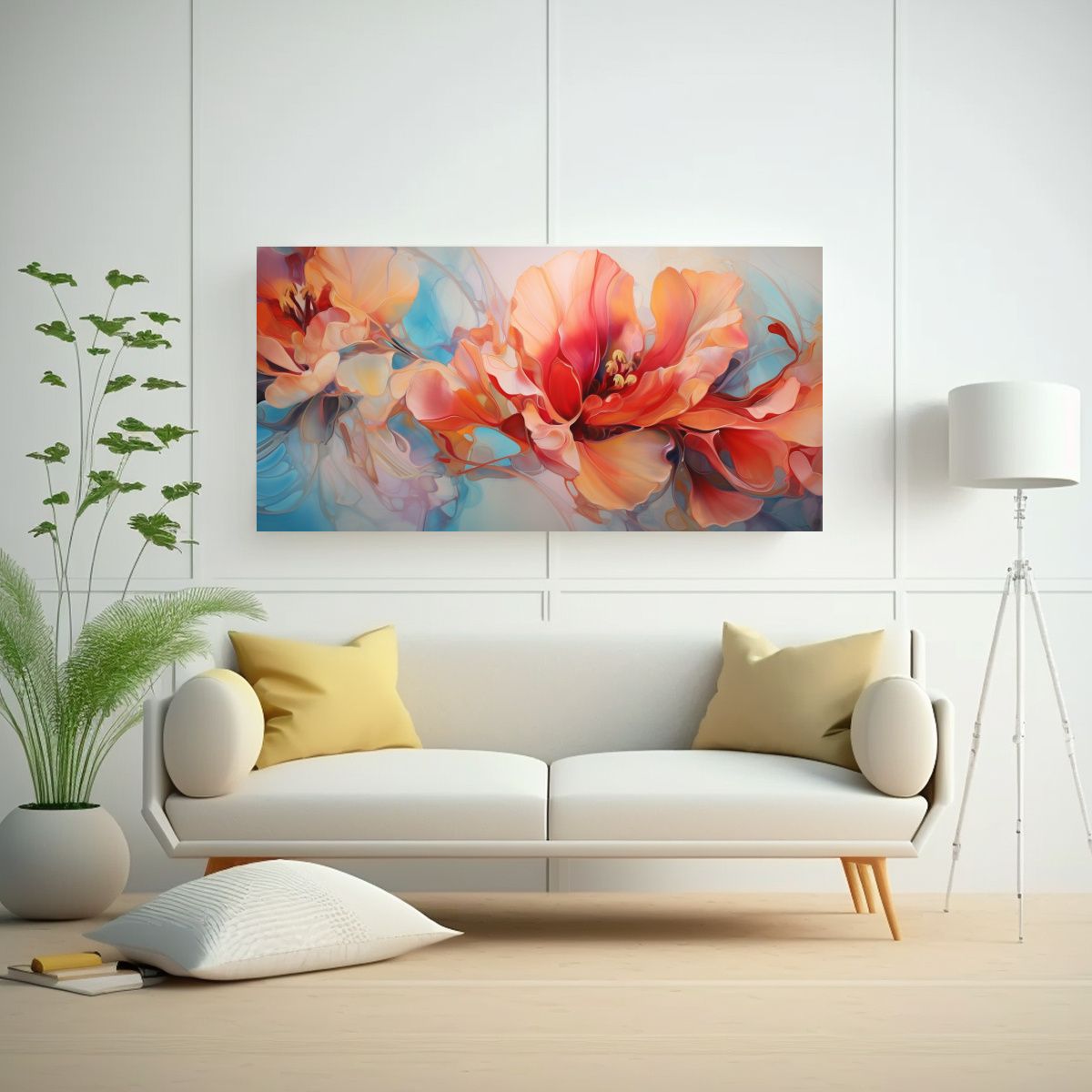 GENERICO - Cuadro Inspiración Calma, Flores Abstractas Modernas 160x80cm