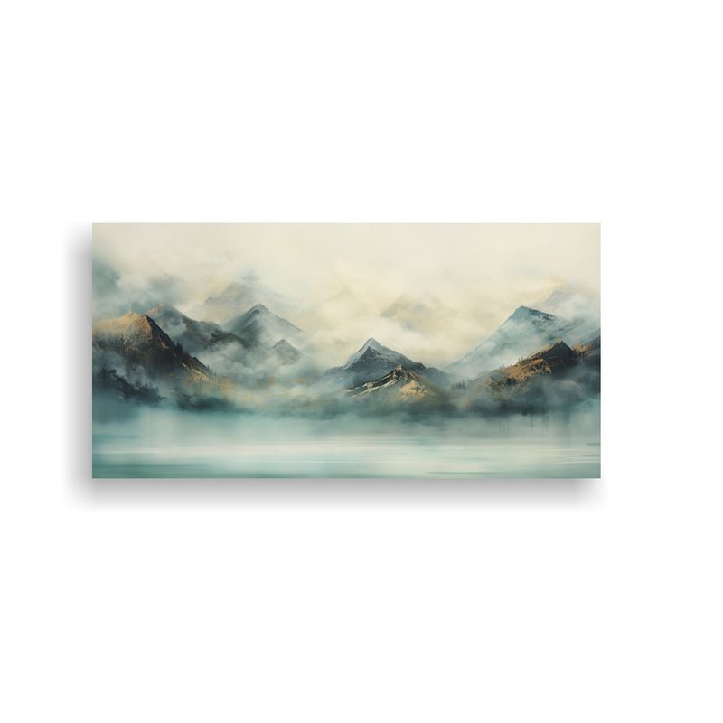 GENERICO - Pintura De Paisaje Noruego En Tonos Turquesa Y Dorado 160x80cm
