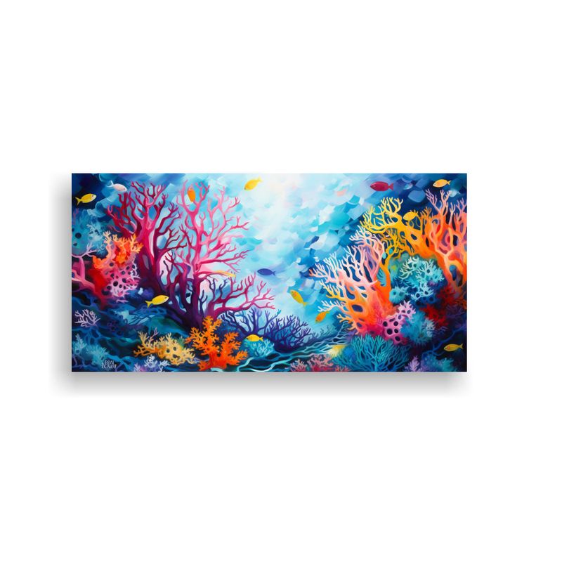GENERICO - Cuadro Multicolor Vanguardia Coral Submarino Representación 160x80cm