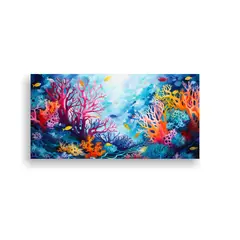 GENERICO - Cuadro Multicolor Vanguardia Coral Submarino Representación 160x80cm