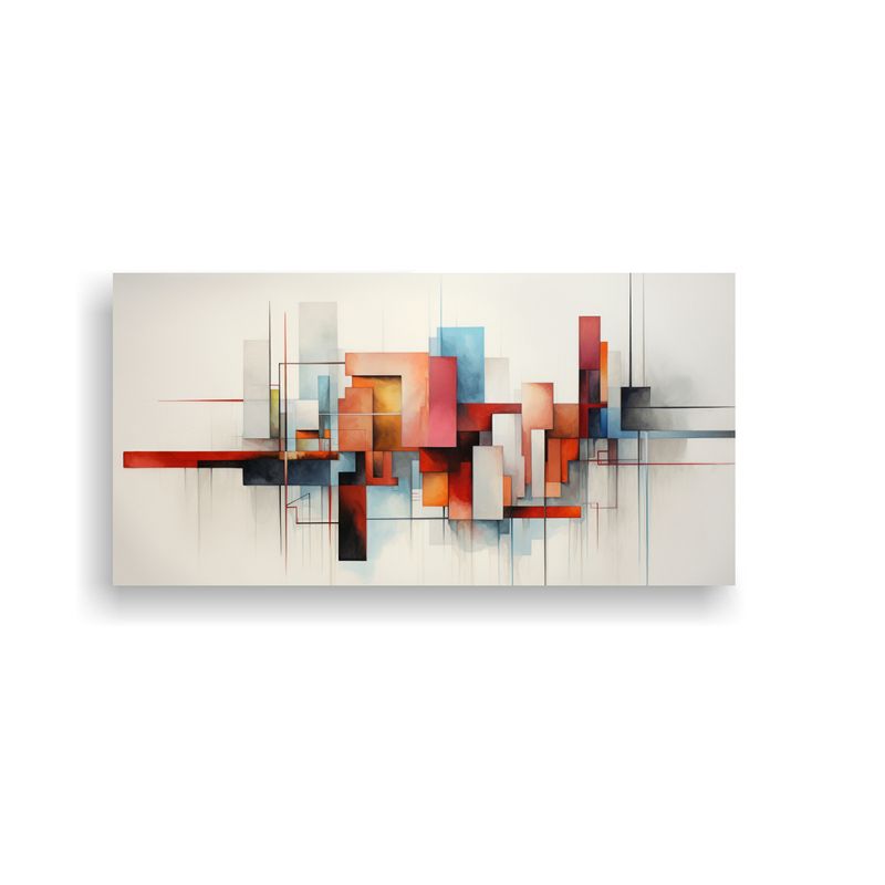 GENERICO - Cuadros Abstractos Acuarela Para Comedor: Lienzo De Tela Her 100x50cm