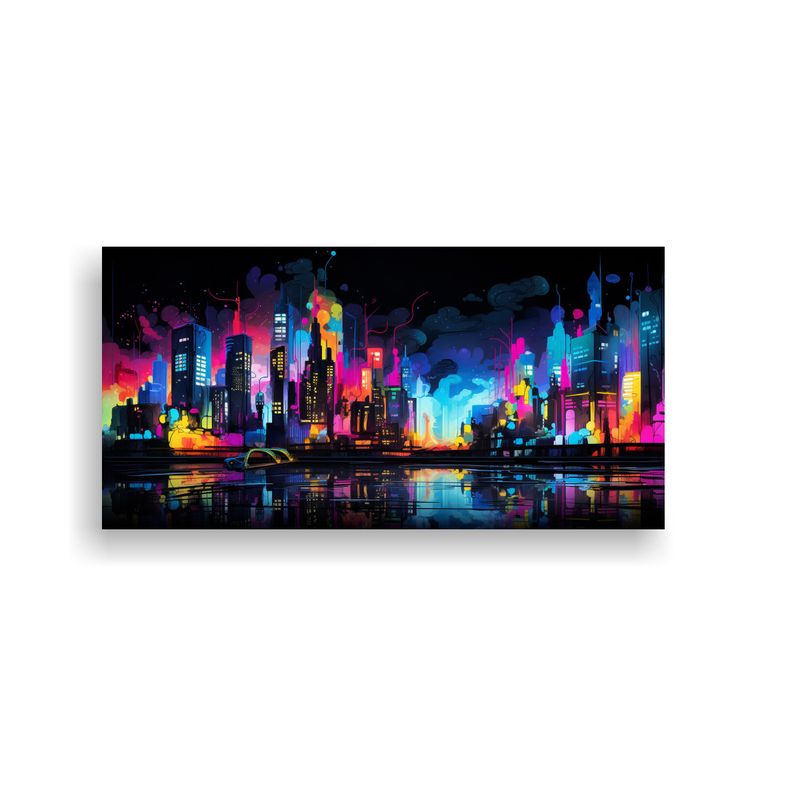 GENERICO - Lienzo Vintage Espacio Abstracto De Una Ciudad Nocturna Con  160x80cm