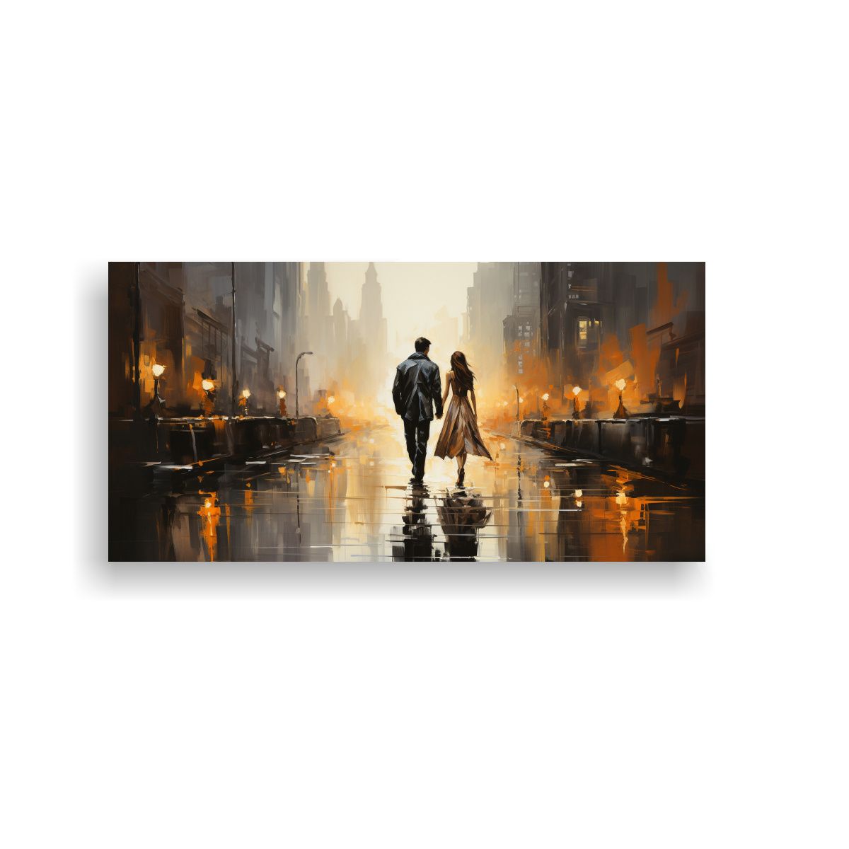 GENERICO - Pintura Al óleo Impresionista De Un Hombre Y Una Mujer Cami 160x80cm