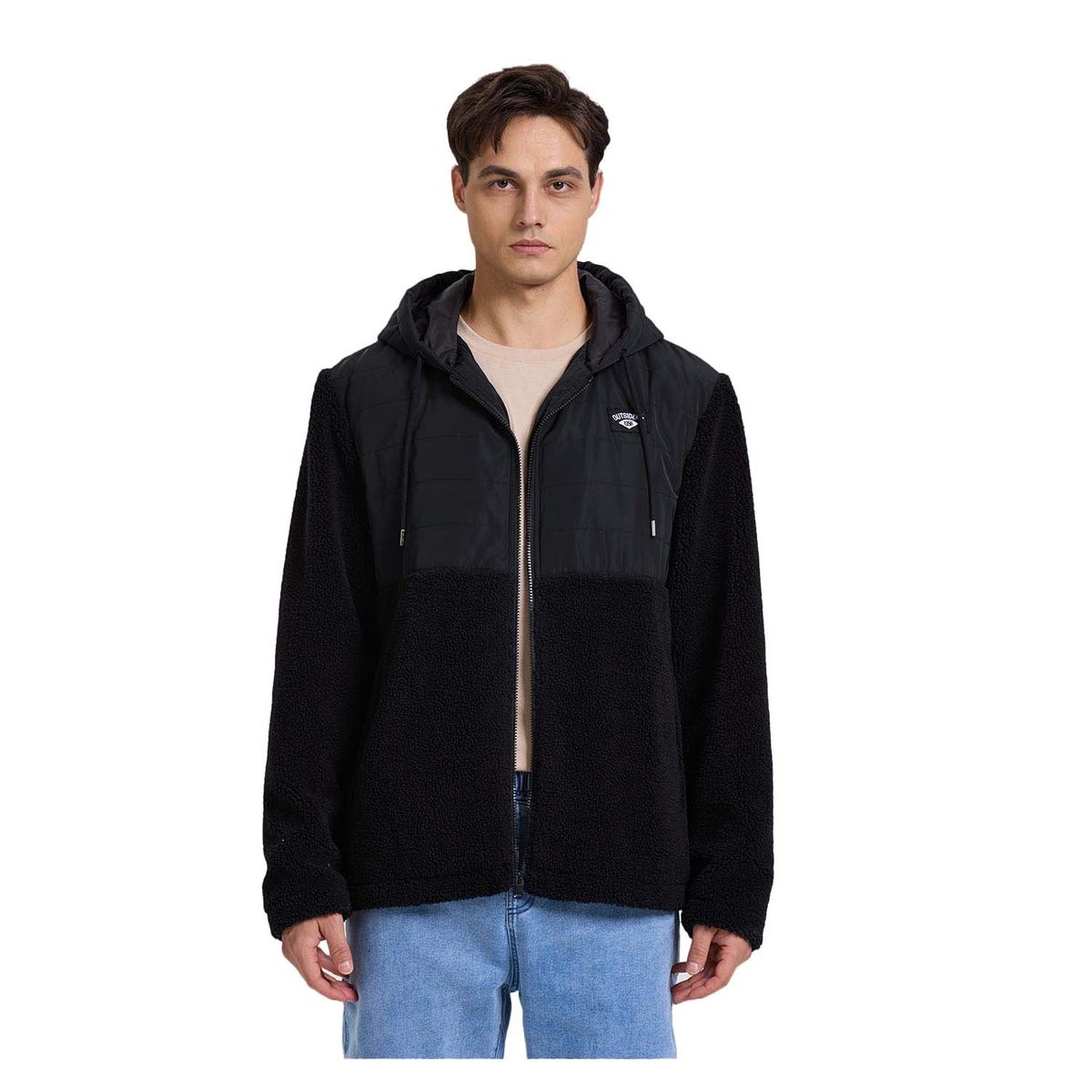 FASHION'S PARK - Polar Hombre Sherpa Aplicación Taslan Negro Fashion's Park