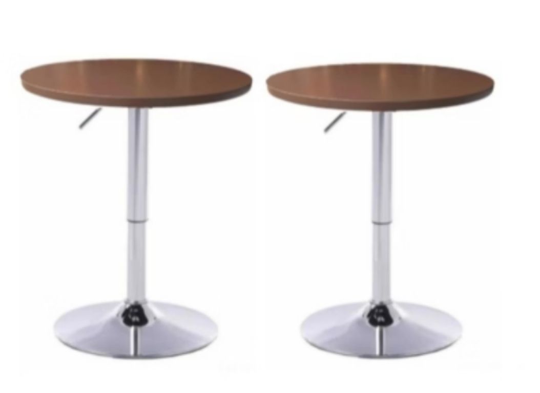 Pack 2 Mesas Bar Altura Regulable 60cm Diametro Color Cafe