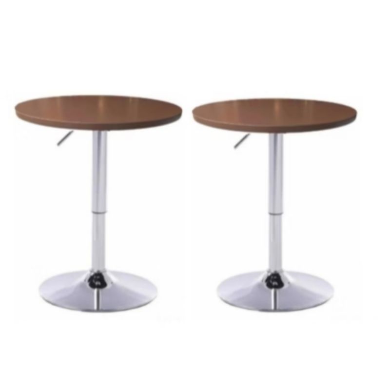 ARTIHOGAR - Pack 2 Mesas Bar Altura Regulable 60cm Diámetro Color Cafe