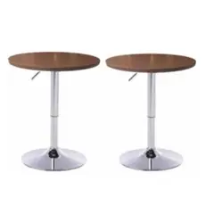 ARTIHOGAR - Pack 2 Mesas Bar Altura Regulable 60cm Diámetro Color Cafe