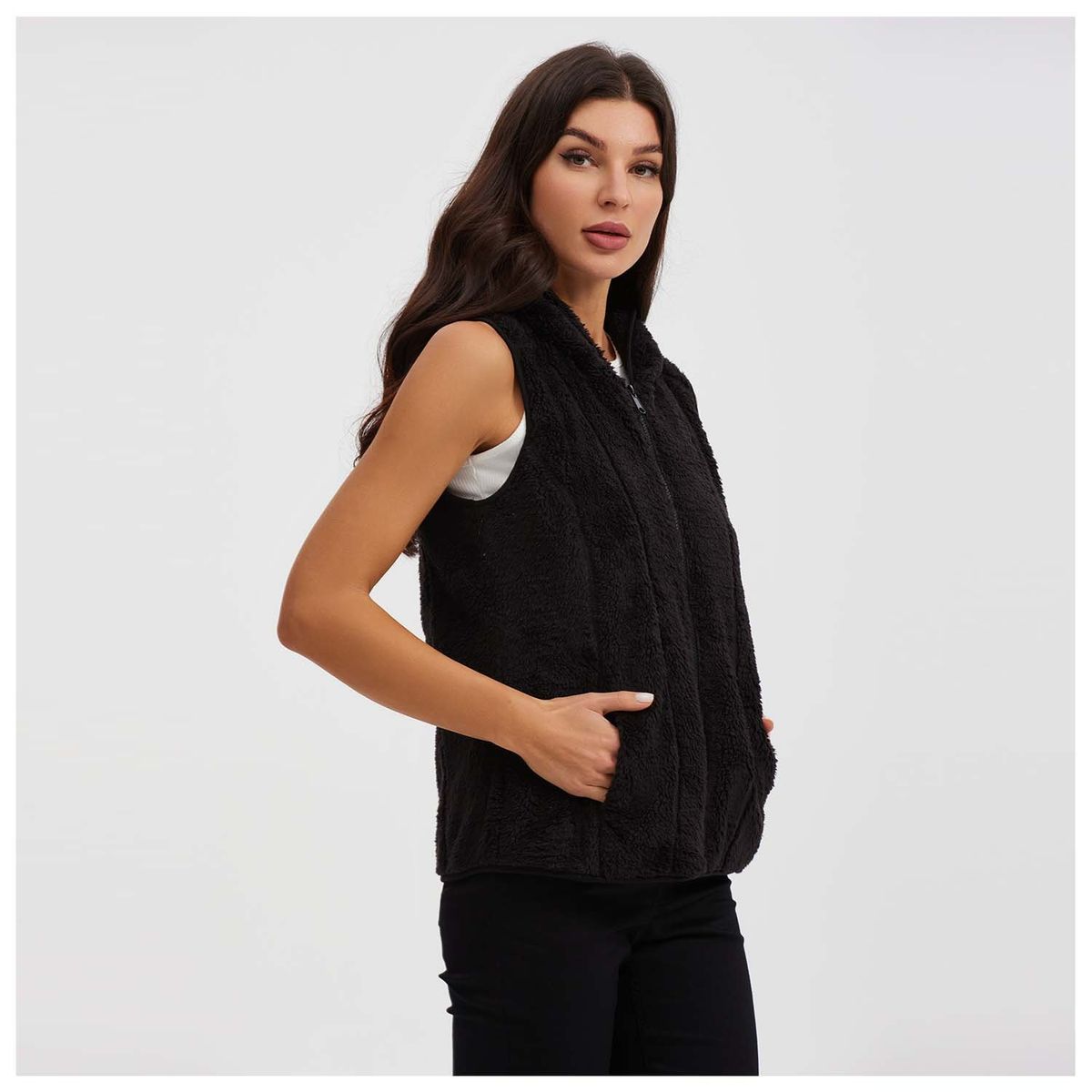 FASHION'S PARK - Polar Mujer Básico Full Zipper Negro Fashion's Park