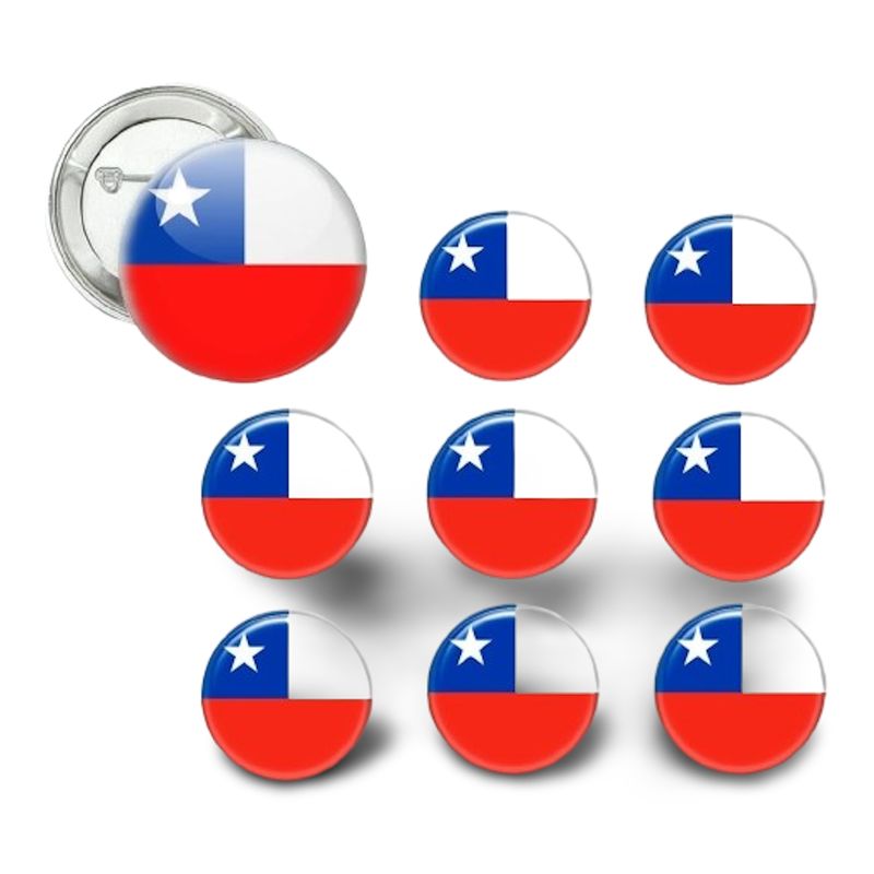 GENERICO - 30 Chapitas Pin Broche Con Bandera De Chile Fiestas Patrias