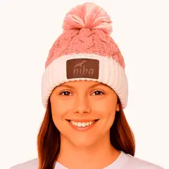 NIBA - Gorro Lana Radal Blanco / Rosa 2
