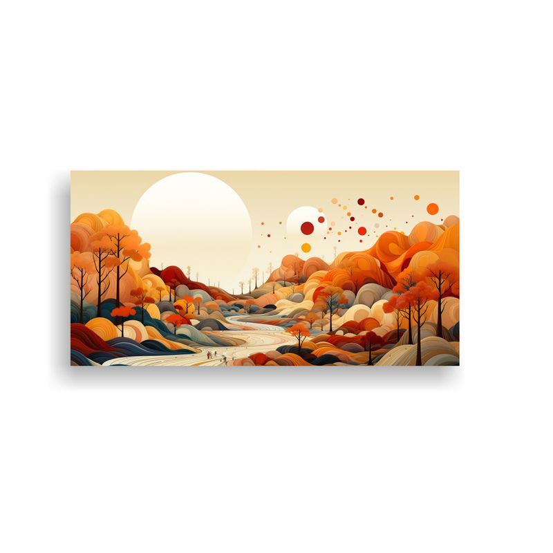 GENERICO - Lienzo Cuadro Alta Resolución Otoño Colores Cuadrícula 2D 160x80cm