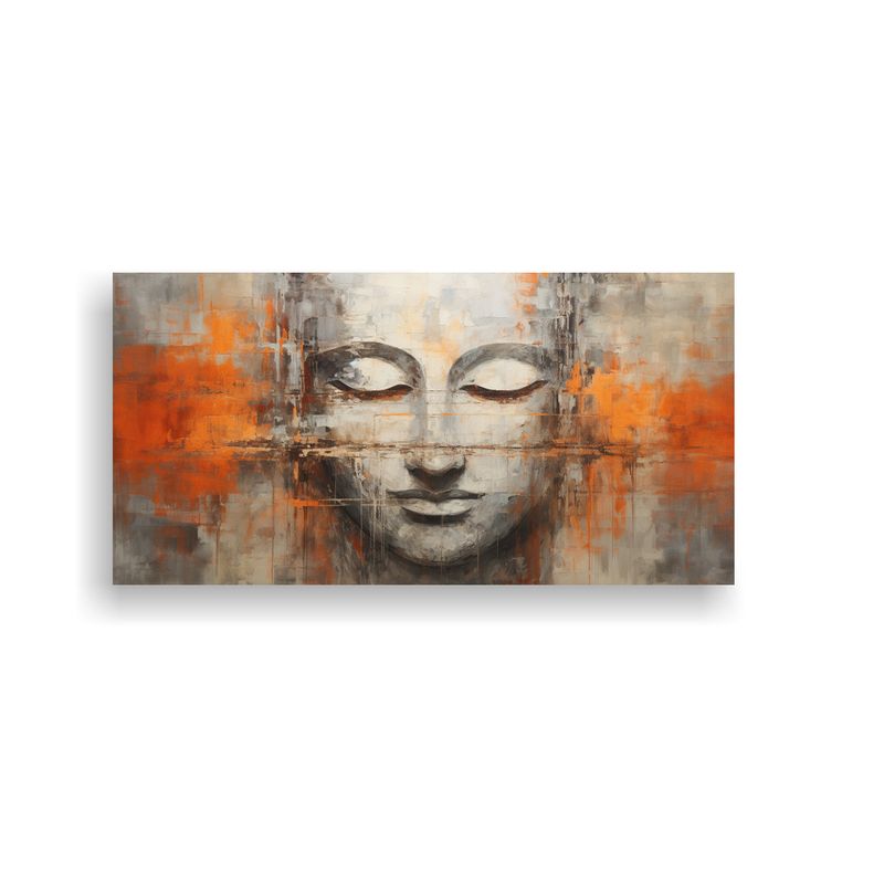GENERICO - Lienzo De Tela Buddha Estilo Abstracto Plata Y Naranja Vinta 160x80cm