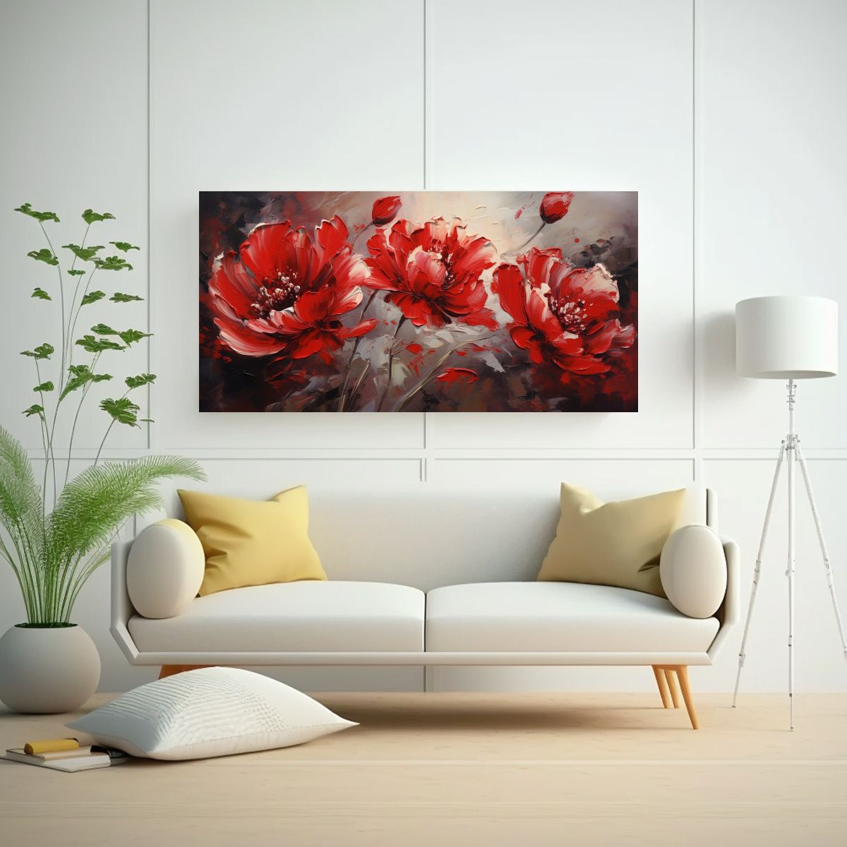 GENERICO - Cuadro Cuadro Ambiente A Red Pintura De PEONÍAS Sobre Lienz 160x80cm