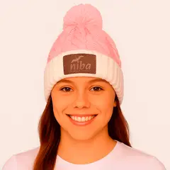 NIBA - Gorro Lana Radal Blanco Rosa