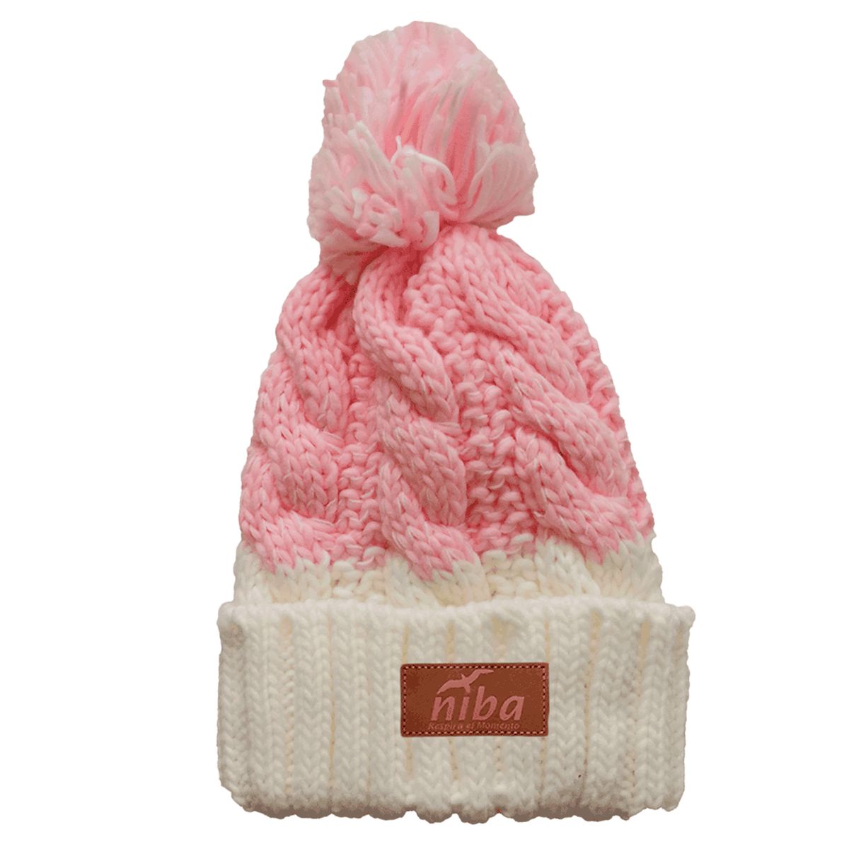 NIBA - Gorro Lana Radal Blanco Rosa Niba