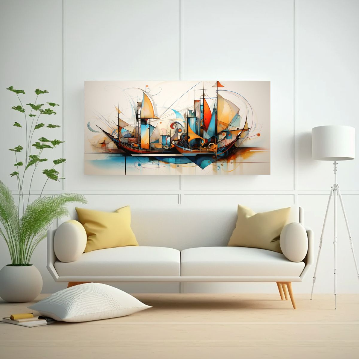 GENERICO - Cuadros Abstractos De Barcos Para Decoración De Pared 160x80cm