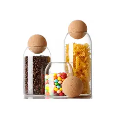 GENERICO - Pack 3 Botellas Frasco Vidrio Corcho Transparente Con Bola