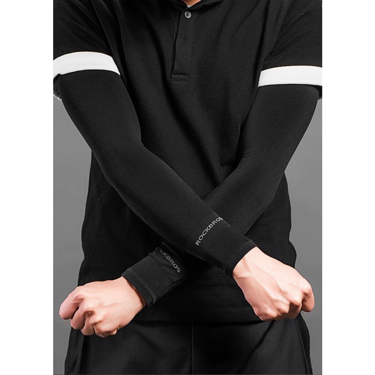 ROCKBROS - Par De Mangas Deportivas Protección Solar Rockbros Ajustables Negro