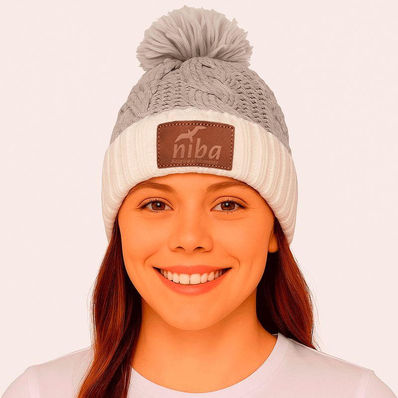 NIBA - Gorro Lana Radal Blanco Gris Claro Niba