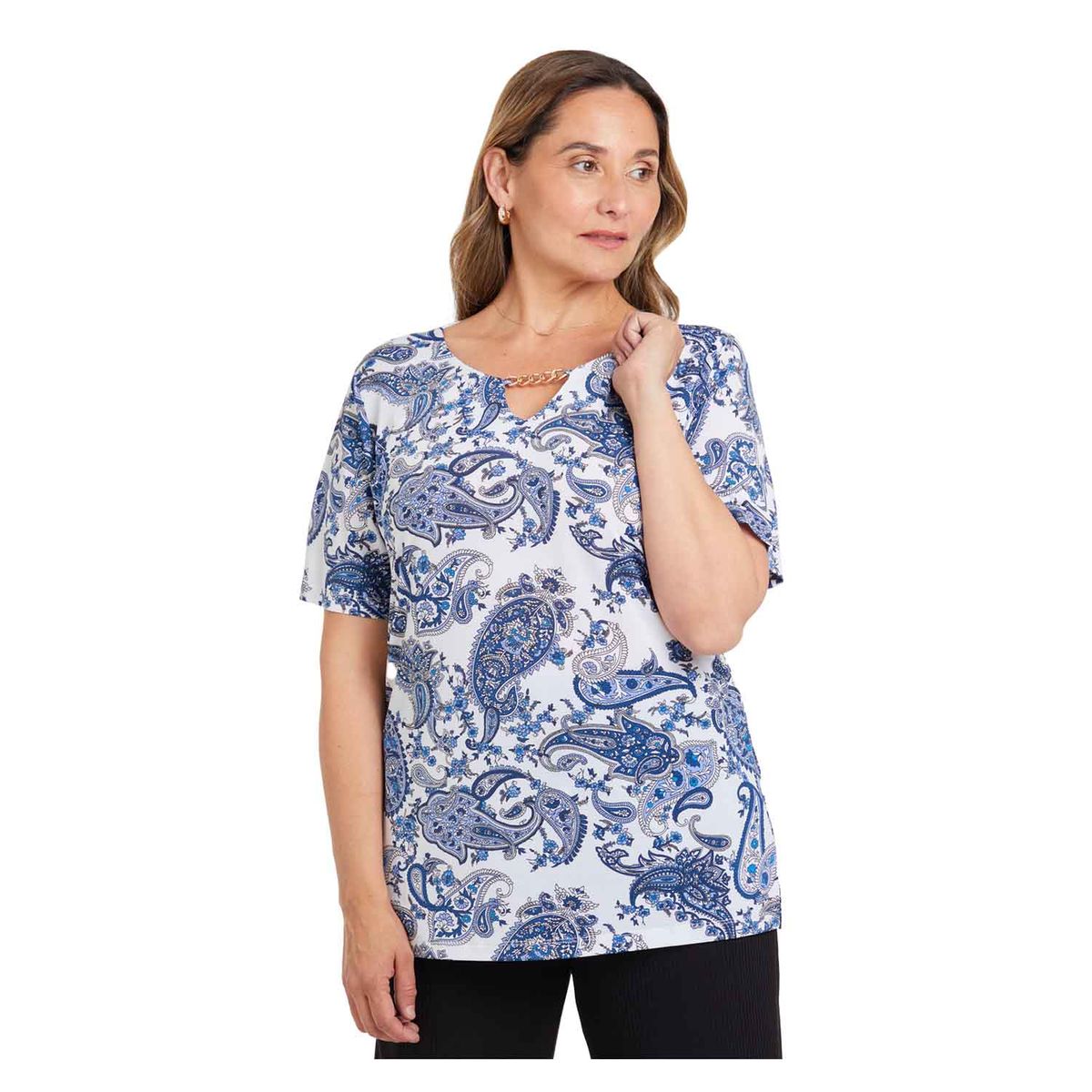 FASHION'S PARK - Polera Print Aplicación Crudo Fashion's Park