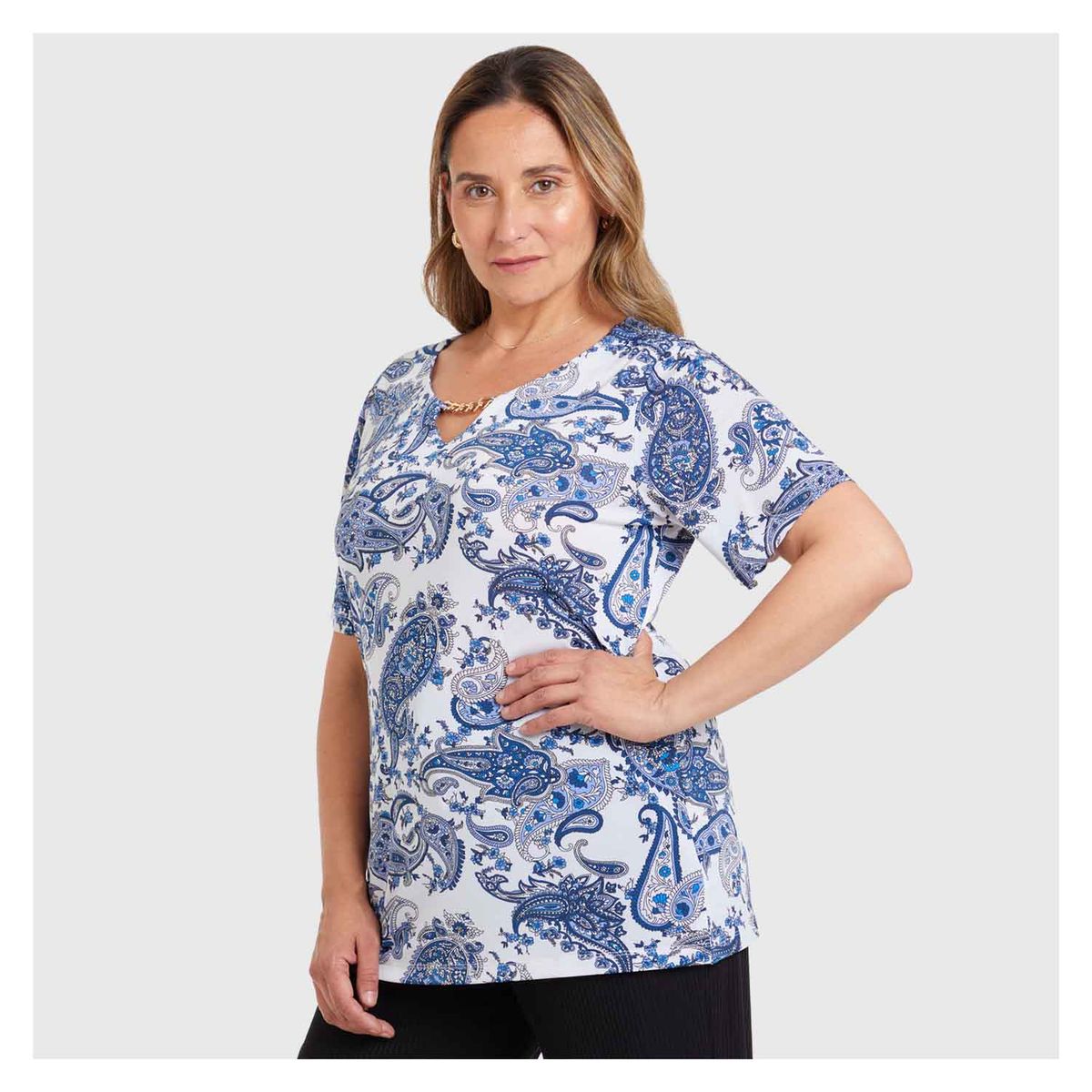 FASHION'S PARK - Polera Print Aplicación Crudo Fashion's Park