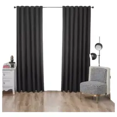 GENERICO - Cortina negro térmica engomada 100% blackout 140x230 2 paños TFI