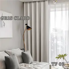 GENERICO - Cortina Gris Claro térmica engomada 100% blackout 140x230 2 paños TFI