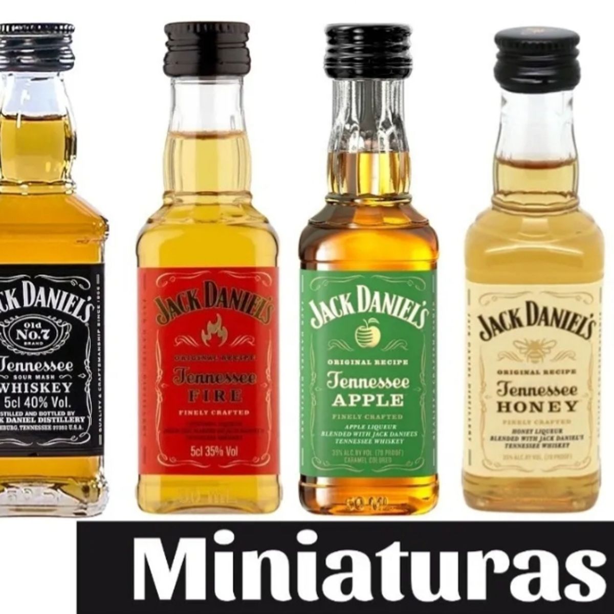 JACK DANIELS - 4 miniaturas Jack Daniels Tennesse 50 ml sin caja