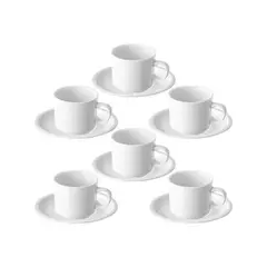 WOLFEN - Set 12 Tazas De Café Con Platillo 80 cc Porcelana Profesional