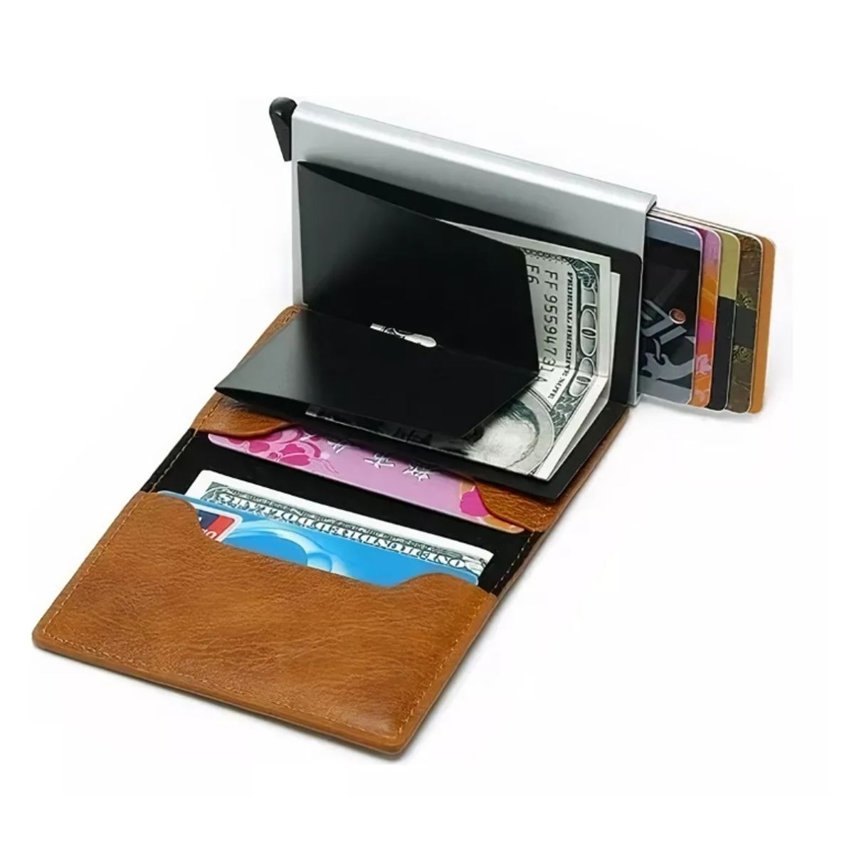 GENERICO - Billetera Minimalista Tarjetero Hombre Mujer Rfid Cuero Pu