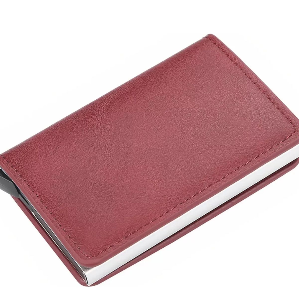 GENERICO - Billetera Minimalista Tarjetero Hombre Mujer Rfid Cuero Pu Rojo