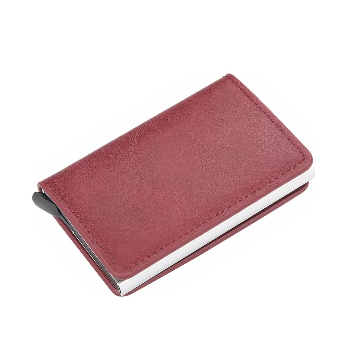 GENERICO - Billetera Minimalista Tarjetero Hombre Mujer Rfid Cuero Pu Rojo