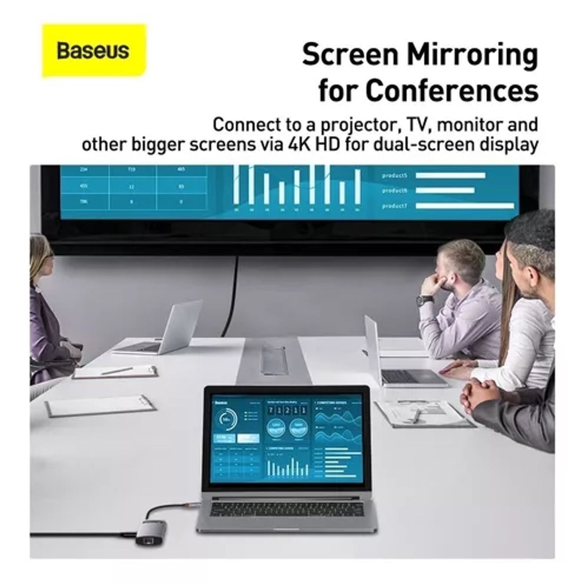 BASEUS - Hub Baseus 8 en 1 USB-C Dockstation Hdmi 4k Usb 3.0 Sd 100w